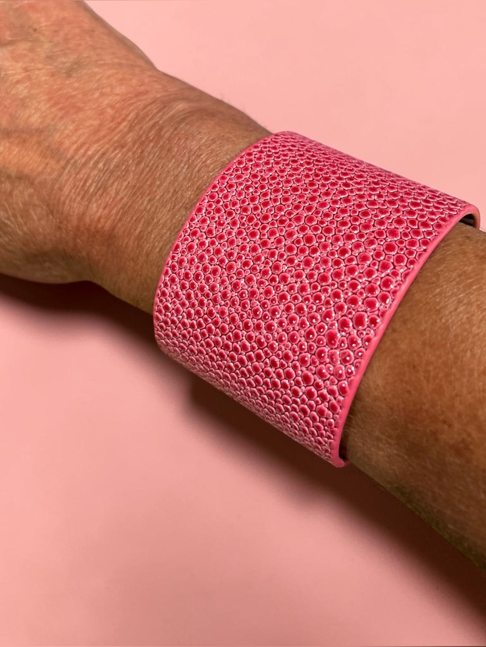 Waverly Textured Pink Pebble Leather Bracelet